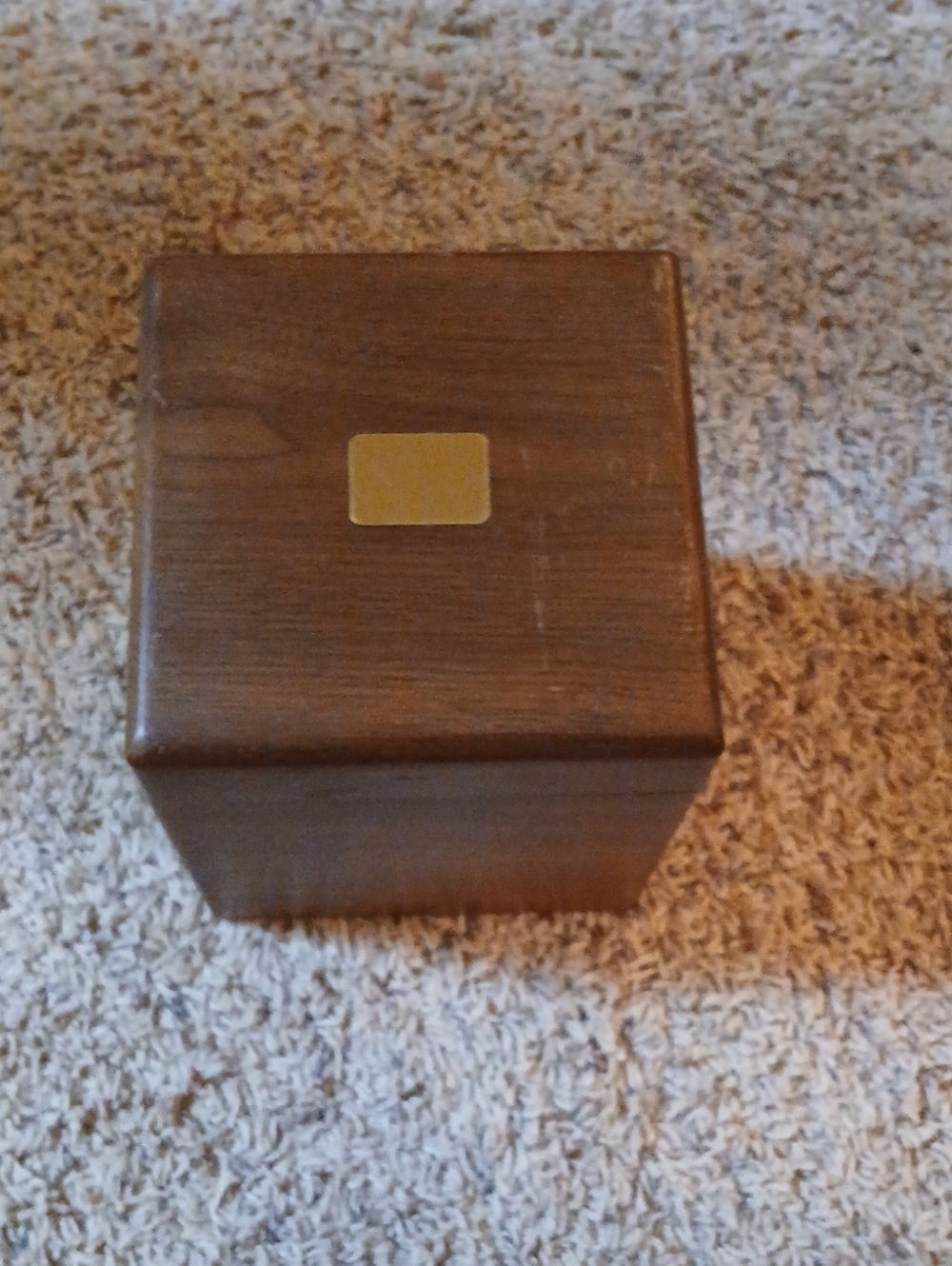 Wood Finish Decorative Accent Box with Gold Plaque - Brown